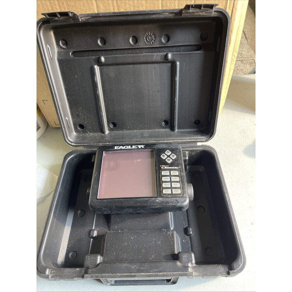 Eagle Optima Fish Finder Sonar Depth Sounder Head Unit Only + Hard Case UNTESTED